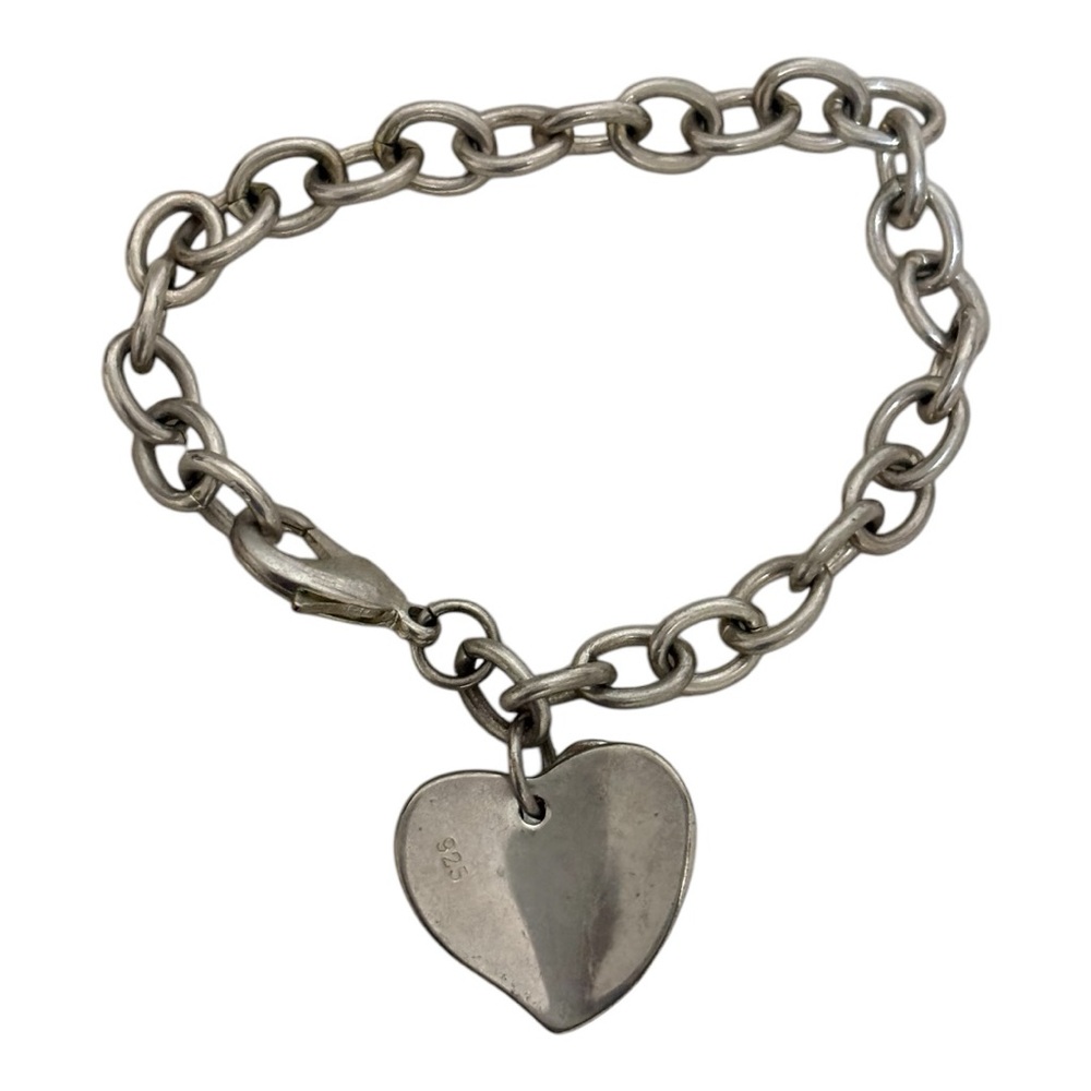 Classic Silver Heart Charm Link Bracelet